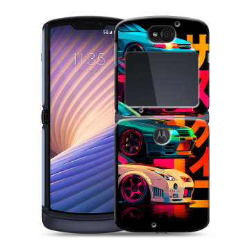 Пластиковый чехол на Motorola Razr 5G с принтом Гоночные машины Пластиковый чехол на Motorola Razr 5G с принтом Гоночные машины