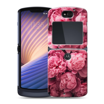 Пластиковый чехол на Motorola Razr 5G с принтом цветы пионы Пластиковый чехол на Motorola Razr 5G с принтом цветы пионы