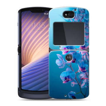 Пластиковый чехол на Motorola Razr 5G с принтом голубые орхидеи Пластиковый чехол на Motorola Razr 5G с принтом голубые орхидеи