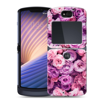 Пластиковый чехол на Motorola Razr 5G с принтом лавандовые розы