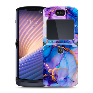 Пластиковый чехол на Motorola Razr 5G с принтом синий мрамор Пластиковый чехол на Motorola Razr 5G с принтом синий мрамор