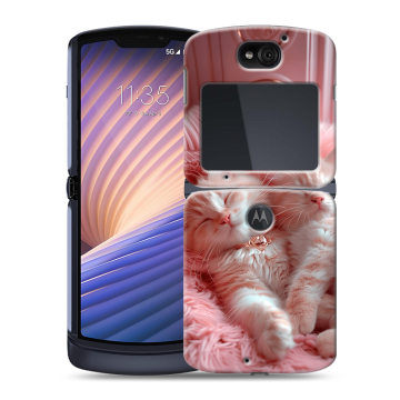 Пластиковый чехол на Motorola Razr 5G с принтом котята котики