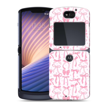 Пластиковый чехол на Motorola Razr 5G с принтом Розовые бантики Пластиковый чехол на Motorola Razr 5G с принтом Розовые бантики