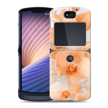 Пластиковый чехол на Motorola Razr 5G с принтом Бежевые цветы