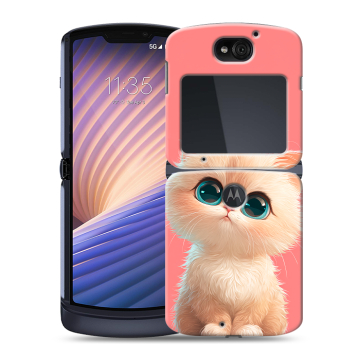 Пластиковый чехол на Motorola Razr 5G с принтом Розовый котенок