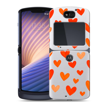Пластиковый чехол на Motorola Razr 5G с принтом Сердечки