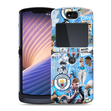 Пластиковый чехол на Motorola Razr 5G с принтом Man City Манчестер Сити