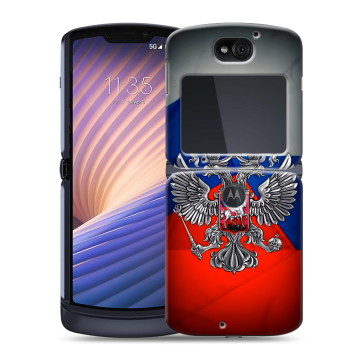 Пластиковый чехол на Motorola Razr 5G с принтом Флаг России Пластиковый чехол на Motorola Razr 5G с принтом Флаг России