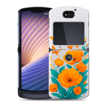 Пластиковый чехол на Motorola Razr 5G с принтом цветы бабочки