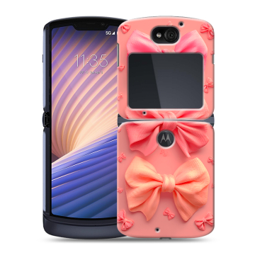 Пластиковый чехол на Motorola Razr 5G с принтом Розовые бантики Пластиковый чехол на Motorola Razr 5G с принтом Розовые бантики