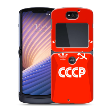 Пластиковый чехол на Motorola Razr 5G с принтом Флаг Герб СССР