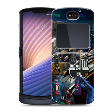 Пластиковый чехол на Motorola Razr 5G с принтом Messi Barcelona Пластиковый чехол на Motorola Razr 5G с принтом Messi Barcelona