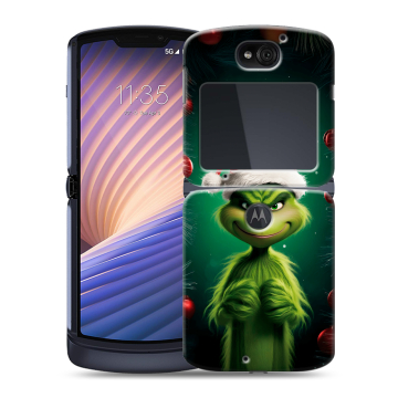 Пластиковый чехол на Motorola Razr 5G с принтом Гринч Новый год Рождество
