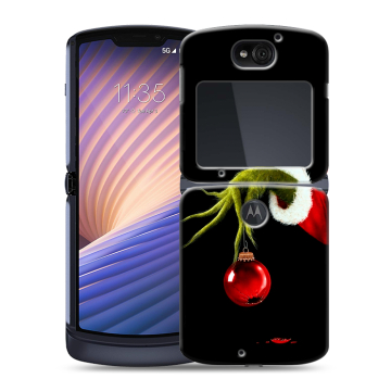 Пластиковый чехол на Motorola Razr 5G с принтом Новый год Гринч