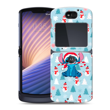 Пластиковый чехол на Motorola Razr 5G с принтом Стич Новый год Пластиковый чехол на Motorola Razr 5G с принтом Стич Новый год