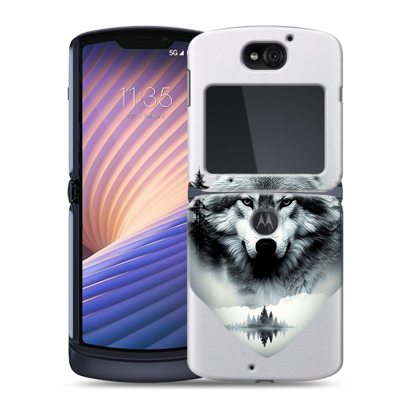 Пластиковый чехол на Motorola Razr 5G с принтом Волк в лесу Пластиковый чехол на Motorola Razr 5G с принтом Волк в лесу