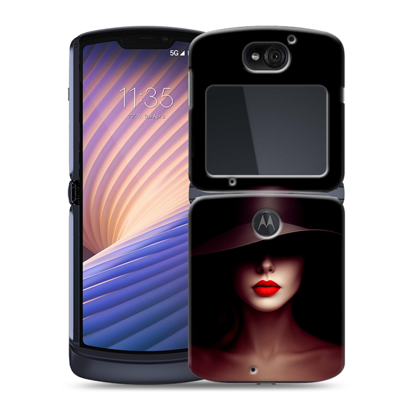 Пластиковый чехол на Motorola Razr 5G с принтом Девушка в шляпе Пластиковый чехол на Motorola Razr 5G с принтом Девушка в шляпе