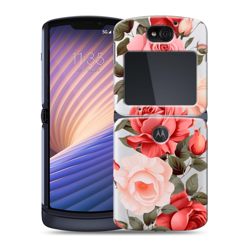 Пластиковый чехол на Motorola Razr 5G с принтом Розы Пластиковый чехол на Motorola Razr 5G с принтом Розы