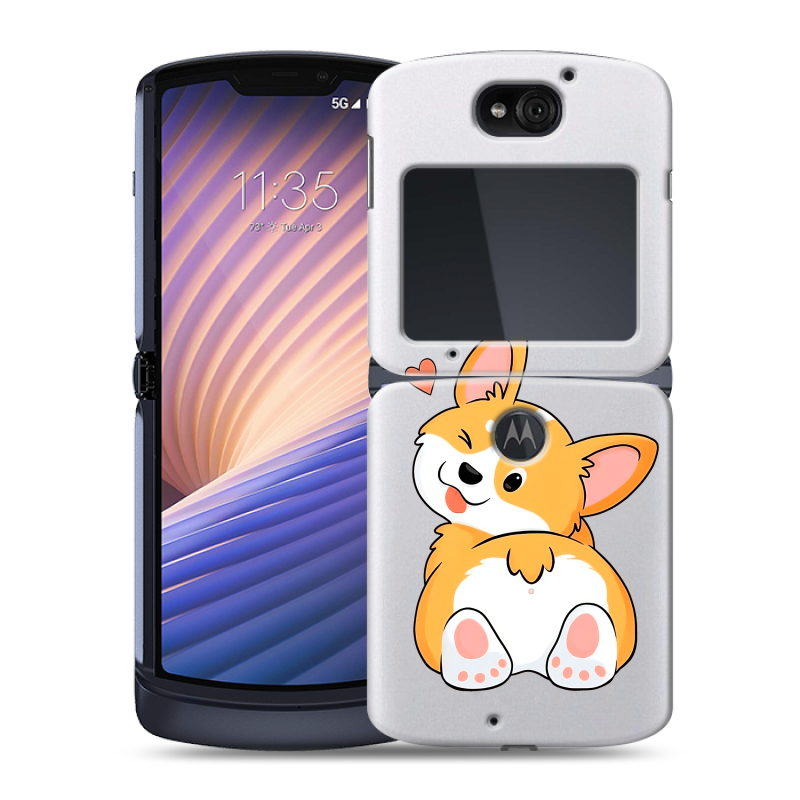 Пластиковый чехол на Motorola Razr 5G с принтом Корги Пластиковый чехол на Motorola Razr 5G с принтом Корги