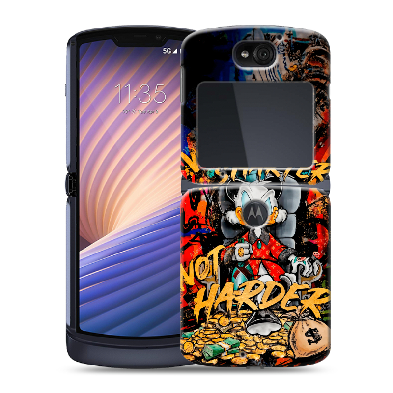 Пластиковый чехол на Motorola Razr 5G с принтом Дональд Дак Деньги Пластиковый чехол на Motorola Razr 5G с принтом Дональд Дак Деньги