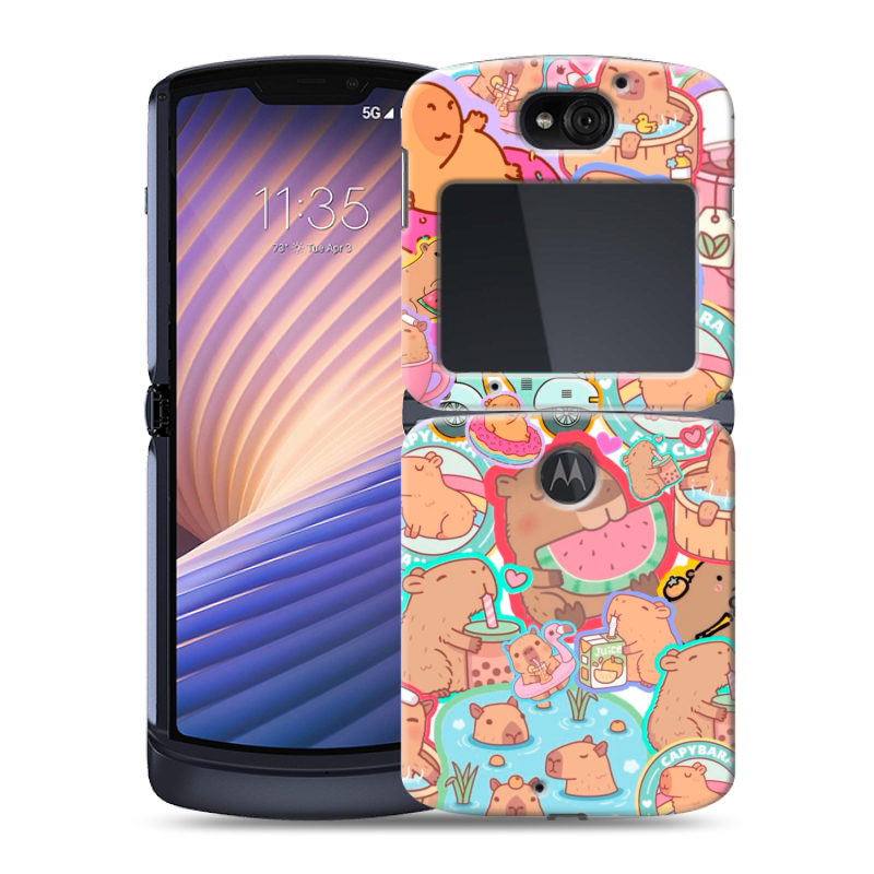 Пластиковый чехол на Motorola Razr 5G с принтом капибары Пластиковый чехол на Motorola Razr 5G с принтом капибары
