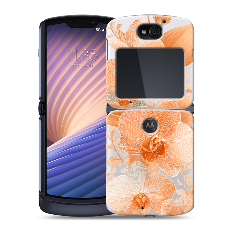 Пластиковый чехол на Motorola Razr 5G с принтом Бежевые цветы Пластиковый чехол на Motorola Razr 5G с принтом Бежевые цветы