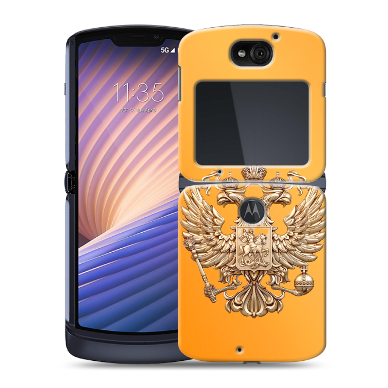 Пластиковый чехол на Motorola Razr 5G с принтом Герб Флаг России Пластиковый чехол на Motorola Razr 5G с принтом Герб Флаг России