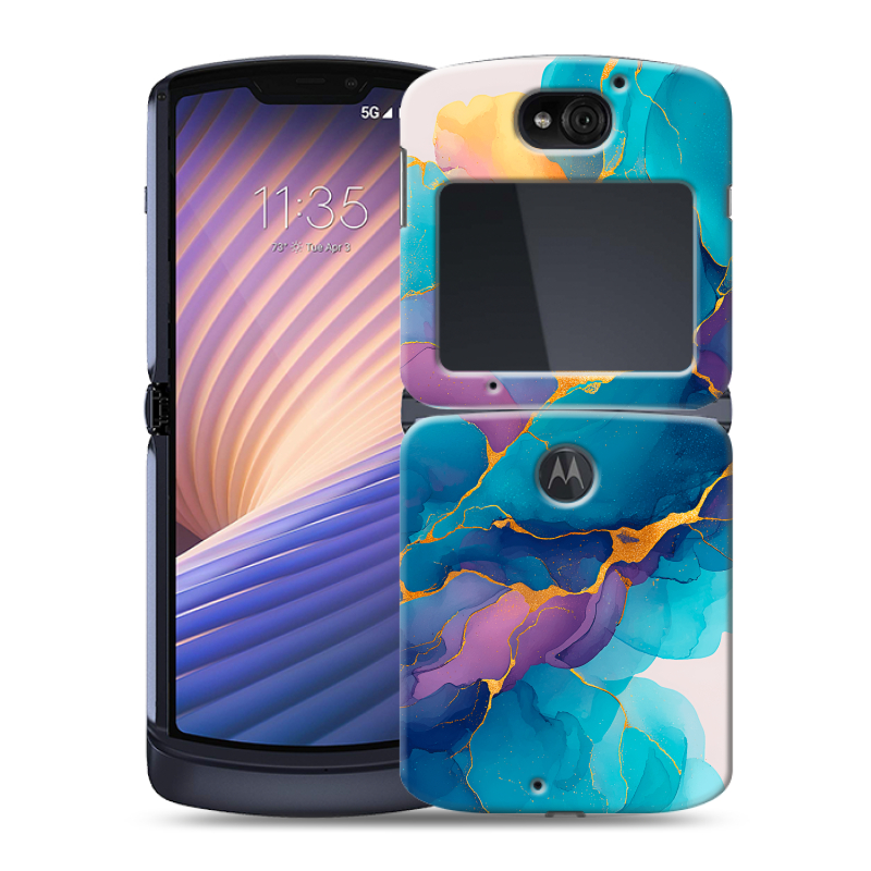 Пластиковый чехол на Motorola Razr 5G с принтом Мрамор блестки Пластиковый чехол на Motorola Razr 5G с принтом Мрамор блестки