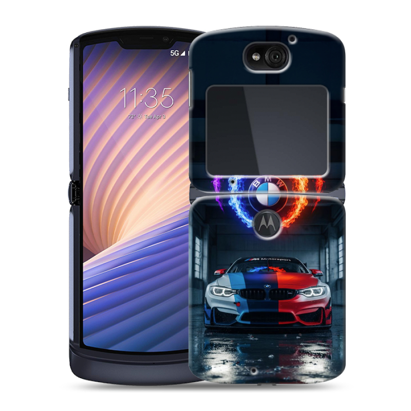 Пластиковый чехол на Motorola Razr 5G с принтом BMW БМВ Пластиковый чехол на Motorola Razr 5G с принтом BMW БМВ