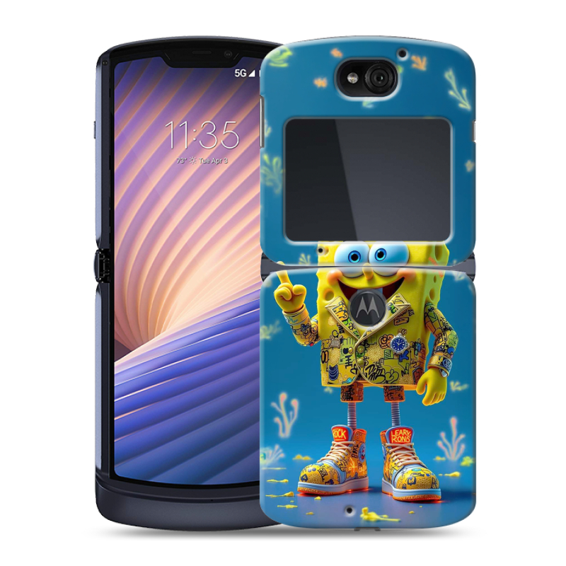 Пластиковый чехол на Motorola Razr 5G с принтом Спанч боб Спанчбоб Пластиковый чехол на Motorola Razr 5G с принтом Спанч боб Спанчбоб