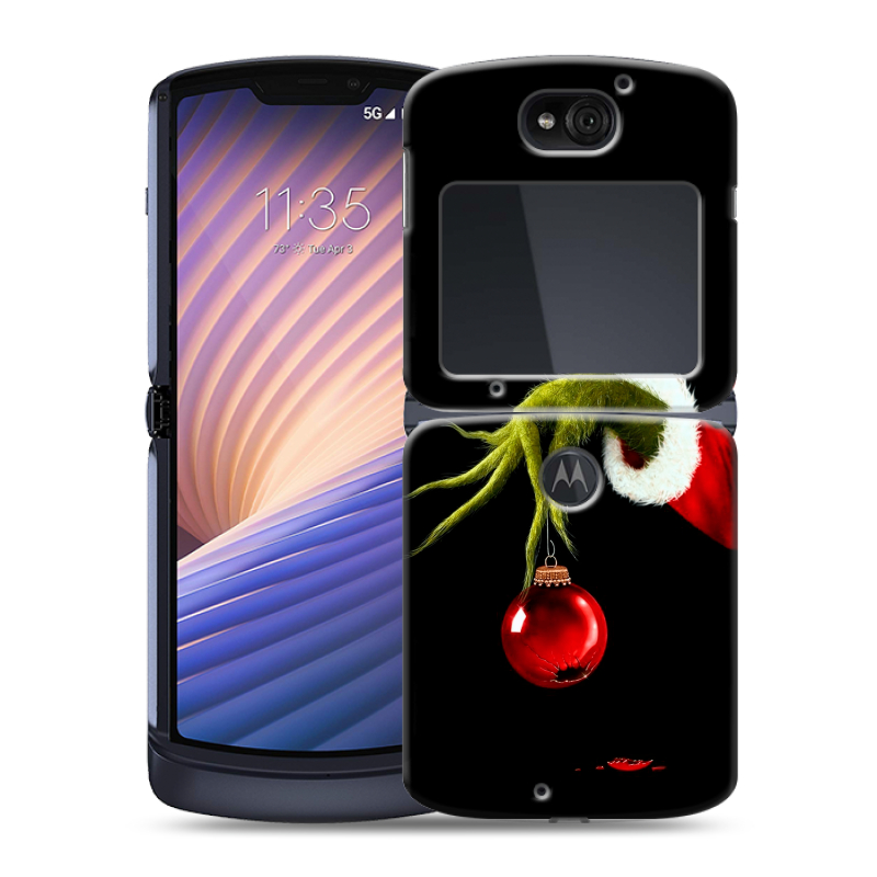Пластиковый чехол на Motorola Razr 5G с принтом Новый год Гринч Пластиковый чехол на Motorola Razr 5G с принтом Новый год Гринч