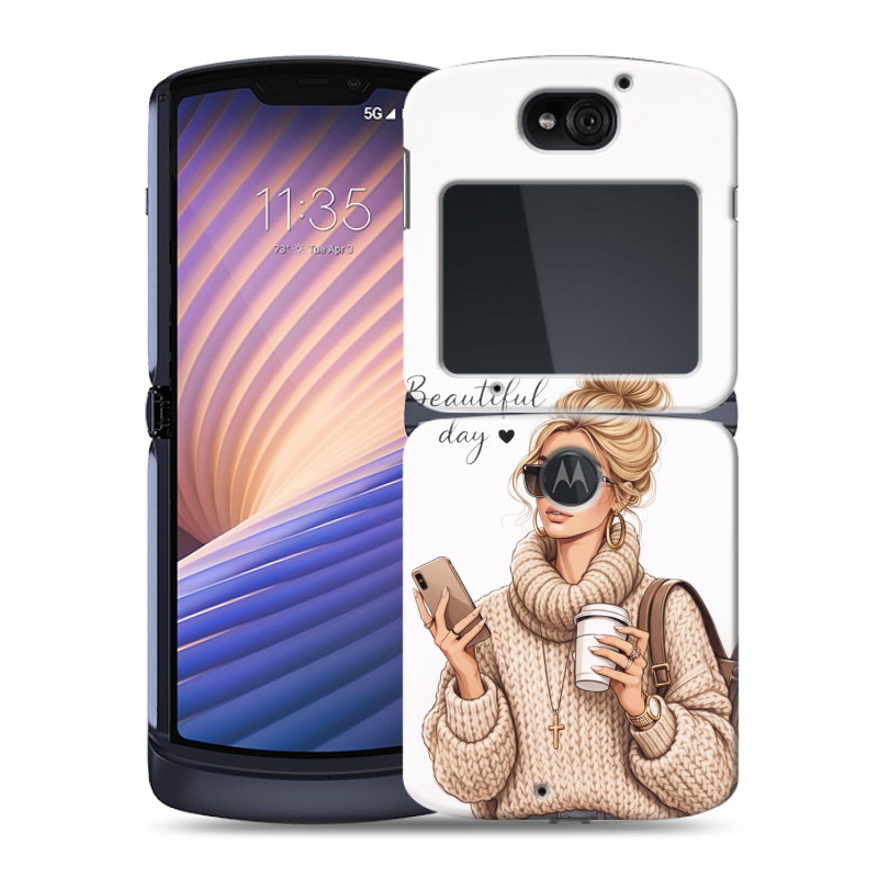 Пластиковый чехол на Motorola Razr 5G с принтом женский Пластиковый чехол на Motorola Razr 5G с принтом женский