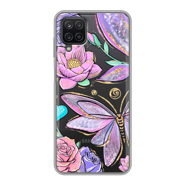 Силиконовый чехол на Samsung Galaxy A12 с принтом Бабочки и цветы