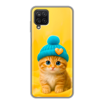 Силиконовый чехол на Samsung Galaxy A12 с принтом Котенок в шапке