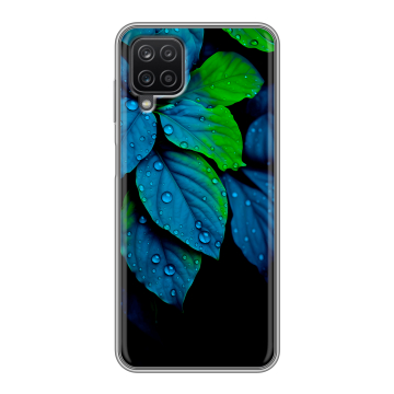Силиконовый чехол на Samsung Galaxy A12 с принтом Листья и роса