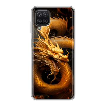 Силиконовый чехол на Samsung Galaxy A12 с принтом Золотой дракон