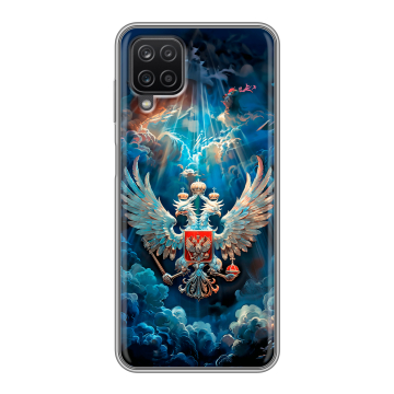 Силиконовый чехол на Samsung Galaxy A12 с принтом Герб флаг России