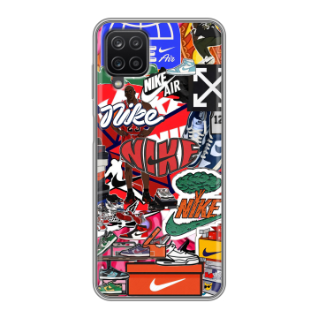 Силиконовый чехол на Samsung Galaxy A12 с принтом Найк Nike яркий