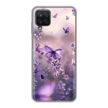 Силиконовый чехол на Samsung Galaxy A12 с принтом бабочки и лаванда Силиконовый чехол на Samsung Galaxy A12 с принтом бабочки и лаванда