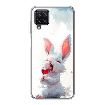 Силиконовый чехол на Samsung Galaxy A12 с принтом кролик зайчик