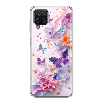 Силиконовый чехол на Samsung Galaxy A12 с принтом цветы бабочки Силиконовый чехол на Samsung Galaxy A12 с принтом цветы бабочки
