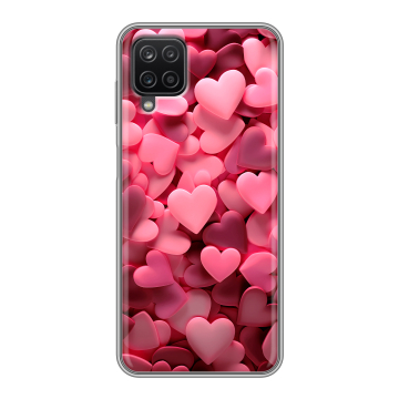 Силиконовый чехол на Samsung Galaxy A12 с принтом розовые сердечки Силиконовый чехол на Samsung Galaxy A12 с принтом розовые сердечки