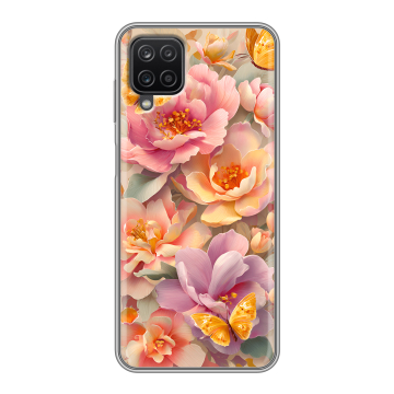 Силиконовый чехол на Samsung Galaxy A12 с принтом Цветы и бабочки Силиконовый чехол на Samsung Galaxy A12 с принтом Цветы и бабочки