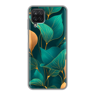 Силиконовый чехол на Samsung Galaxy A12 с принтом Листья и золото Силиконовый чехол на Samsung Galaxy A12 с принтом Листья и золото