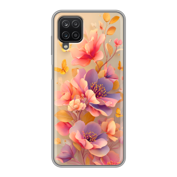 Силиконовый чехол на Samsung Galaxy A12 с принтом Цветы и бабочки