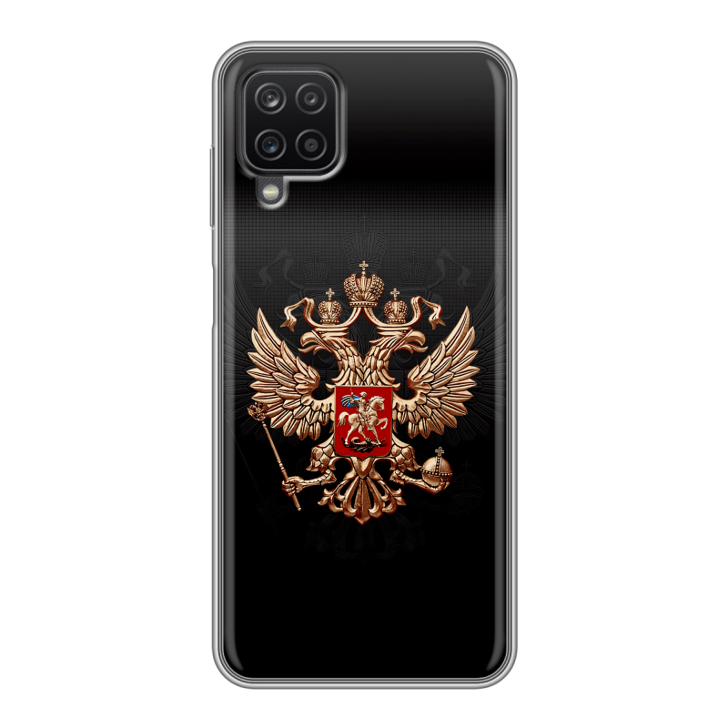 Силиконовый противоударный чехол на Samsung Galaxy A12 с принтом Герб России Силиконовый противоударный чехол на Samsung Galaxy A12 с принтом Герб России