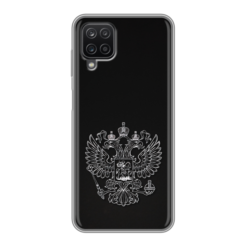 Силиконовый противоударный чехол на Samsung Galaxy A12 с принтом Герб России Силиконовый противоударный чехол на Samsung Galaxy A12 с принтом Герб России