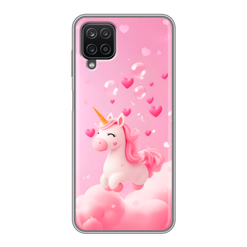 Силиконовый противоударный чехол на Samsung Galaxy A12 с принтом Единорог Силиконовый противоударный чехол на Samsung Galaxy A12 с принтом Единорог