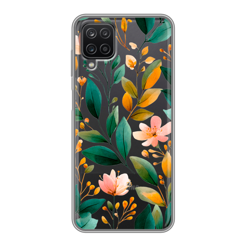 Силиконовый чехол на Samsung Galaxy A12 с принтом Цветы паттерн Силиконовый чехол на Samsung Galaxy A12 с принтом Цветы паттерн