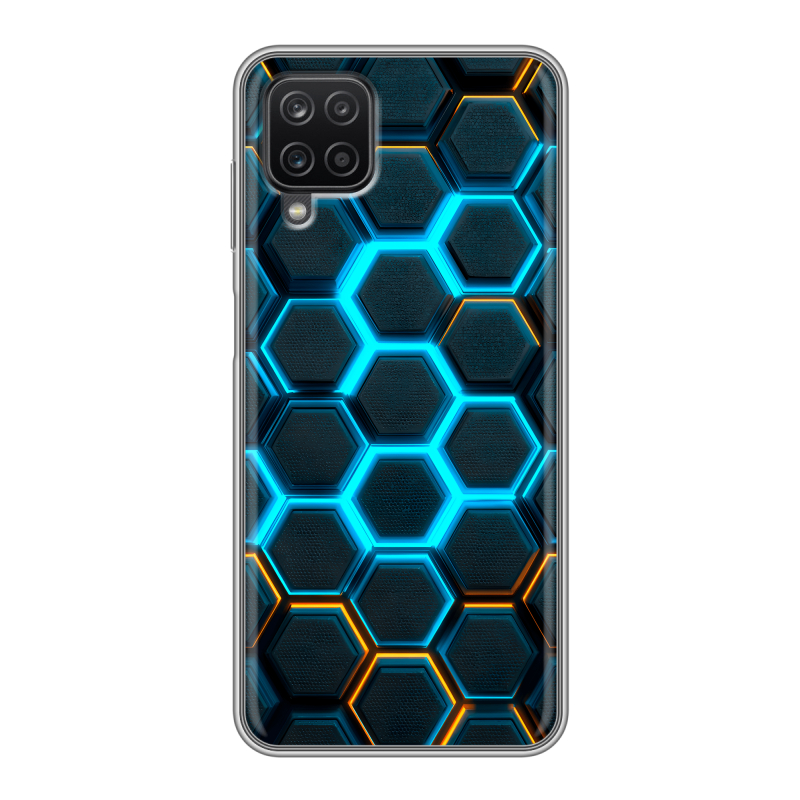 Силиконовый чехол на Samsung Galaxy A12 с принтом Неоновые соты Силиконовый чехол на Samsung Galaxy A12 с принтом Неоновые соты